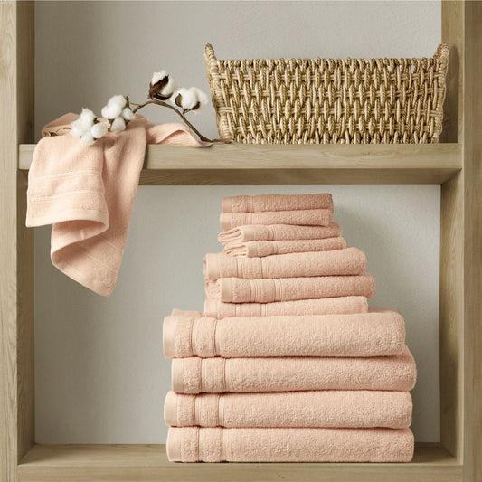 400GSM Essential Bundle Quick Dry 12 Piece Towel Set - Blush Super Listing