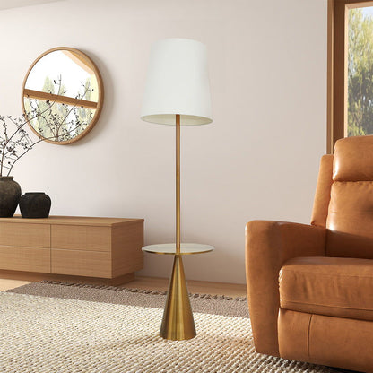 Celestial - Modern Floor Lamp With Accent Table With Large Shade - Gold / White Ashcroft Furniture