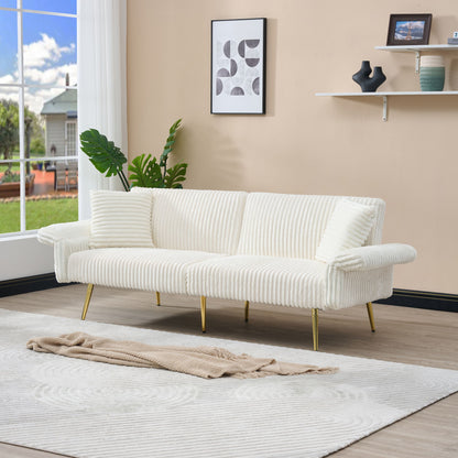Luxury Corduroy Foldable Double Sofa Bed With Folding Armrests Home Essentials
