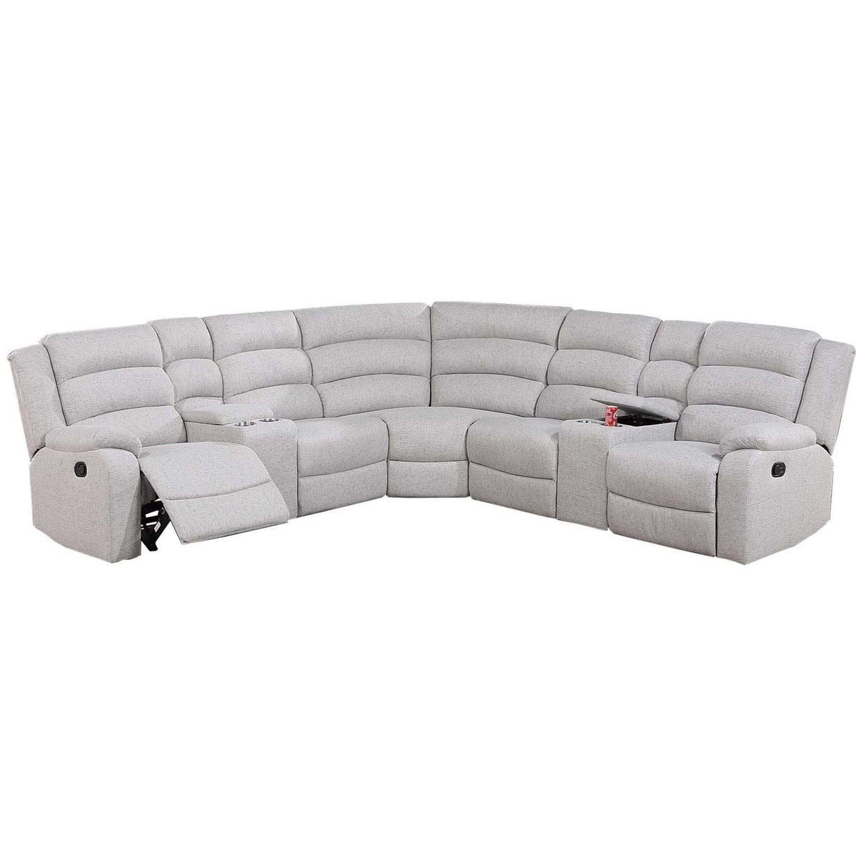 Manual Motion Reclining Loveseat 3 Piece Sectional Set With Console Storage And Cup Holders Home Essentials