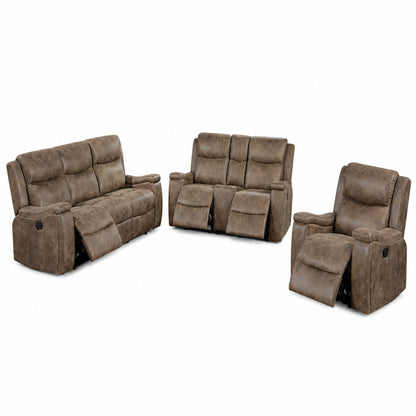 Modern Manual Motion Living Room Set With Hidden Cup Holders Home Essentials