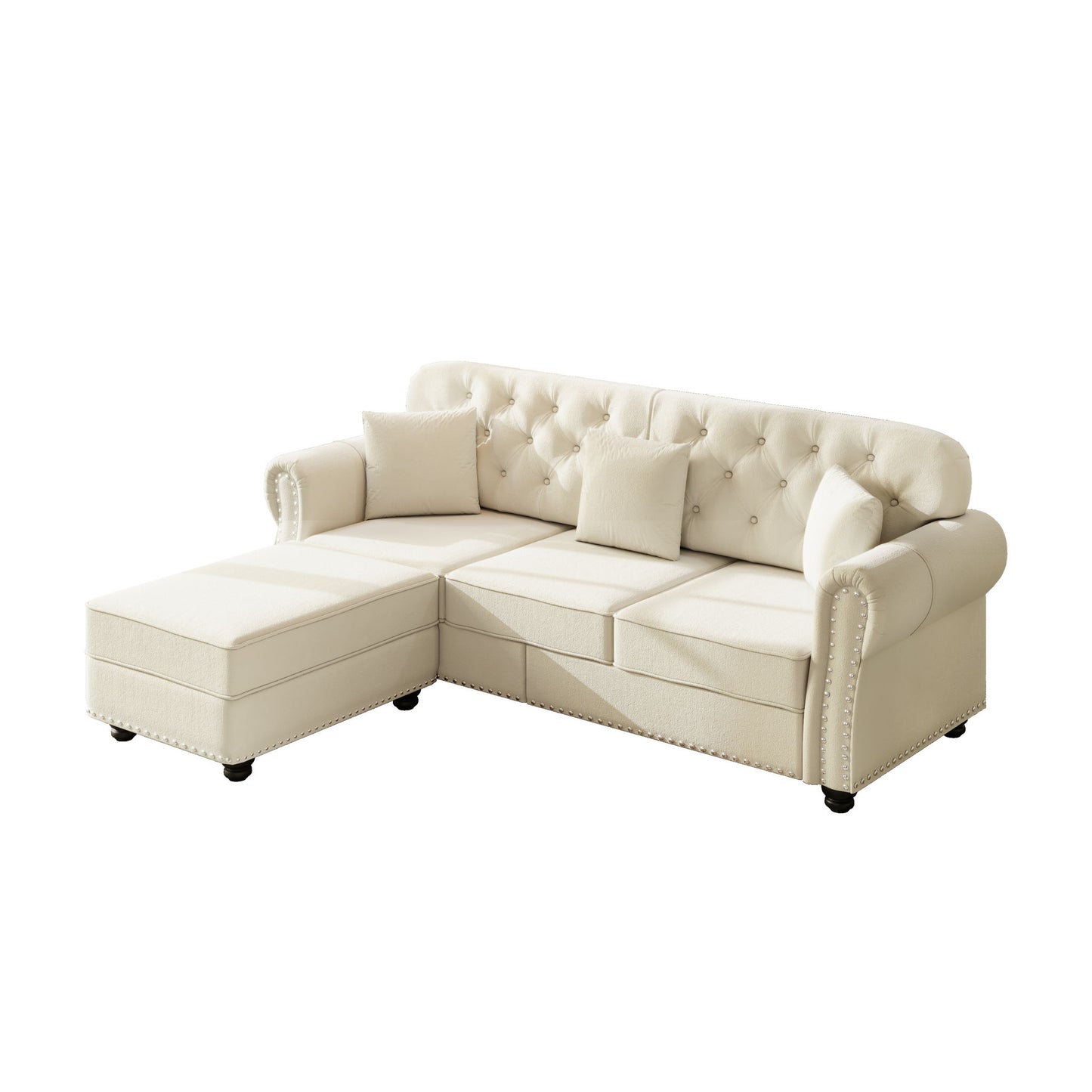 Upholstered Sofa Set With Nailhead Trim And Rolled Armrests, Includes Pillows Home Essentials