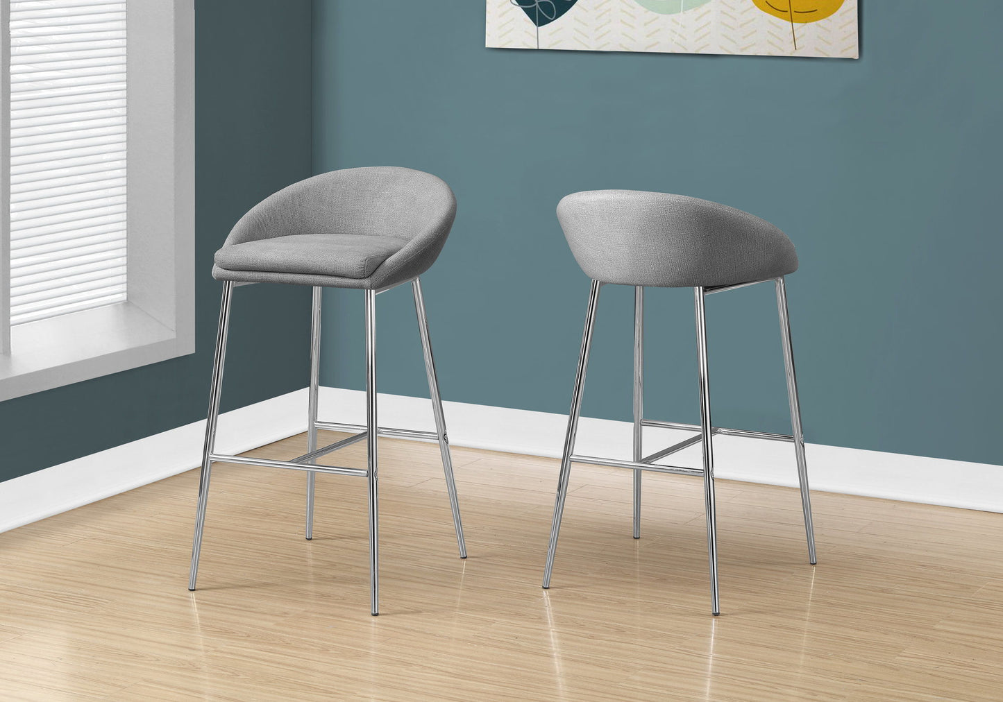 Bar Stool, Bar Height, Contemporary & Modern (Set of 2) - Gray 8th Street