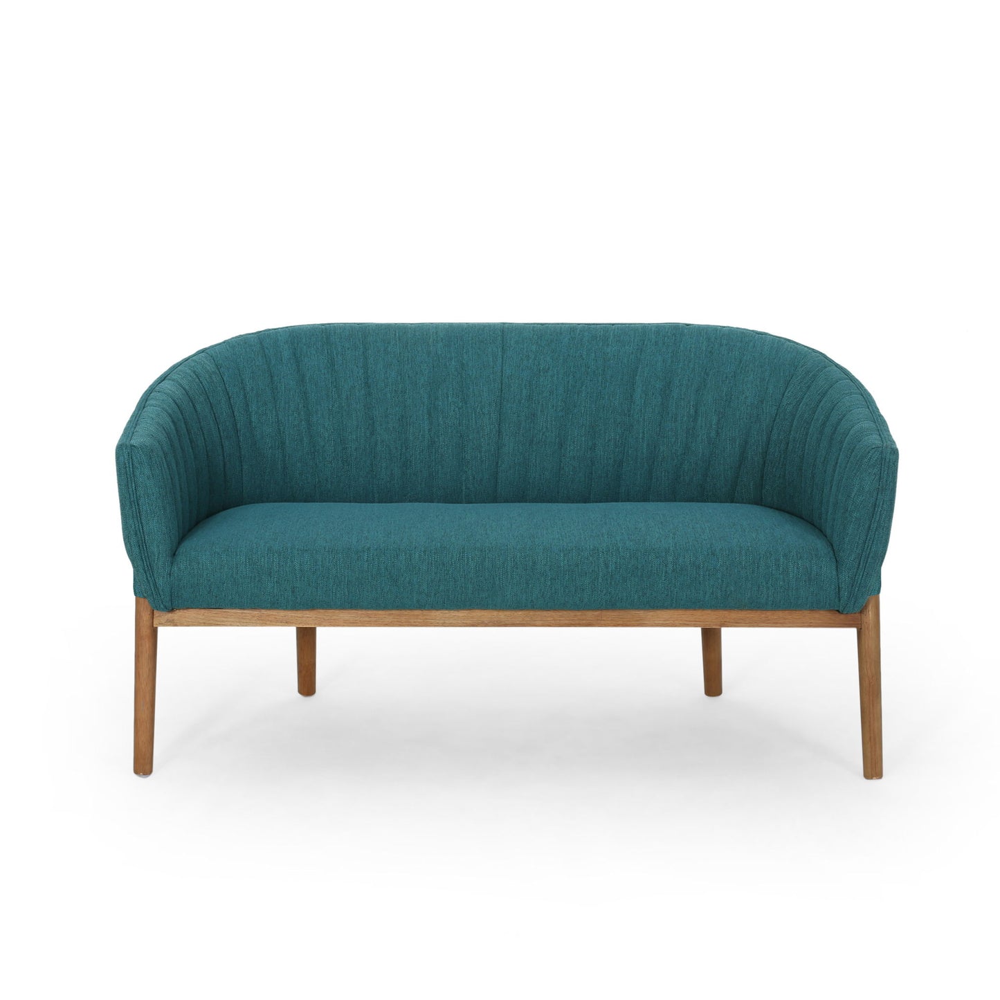 Mid Century Modern Loveseat With Channel Stitched Backrest Noble House
