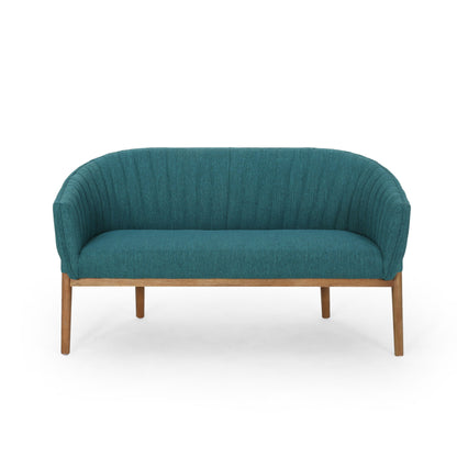 Mid Century Modern Loveseat With Channel Stitched Backrest Noble House