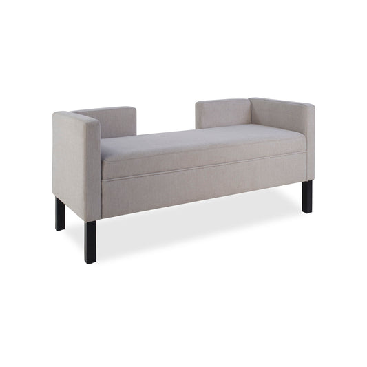 Upholstered Ottoman With 2 Bolster Pillows For Living Room - Gray Home Essentials