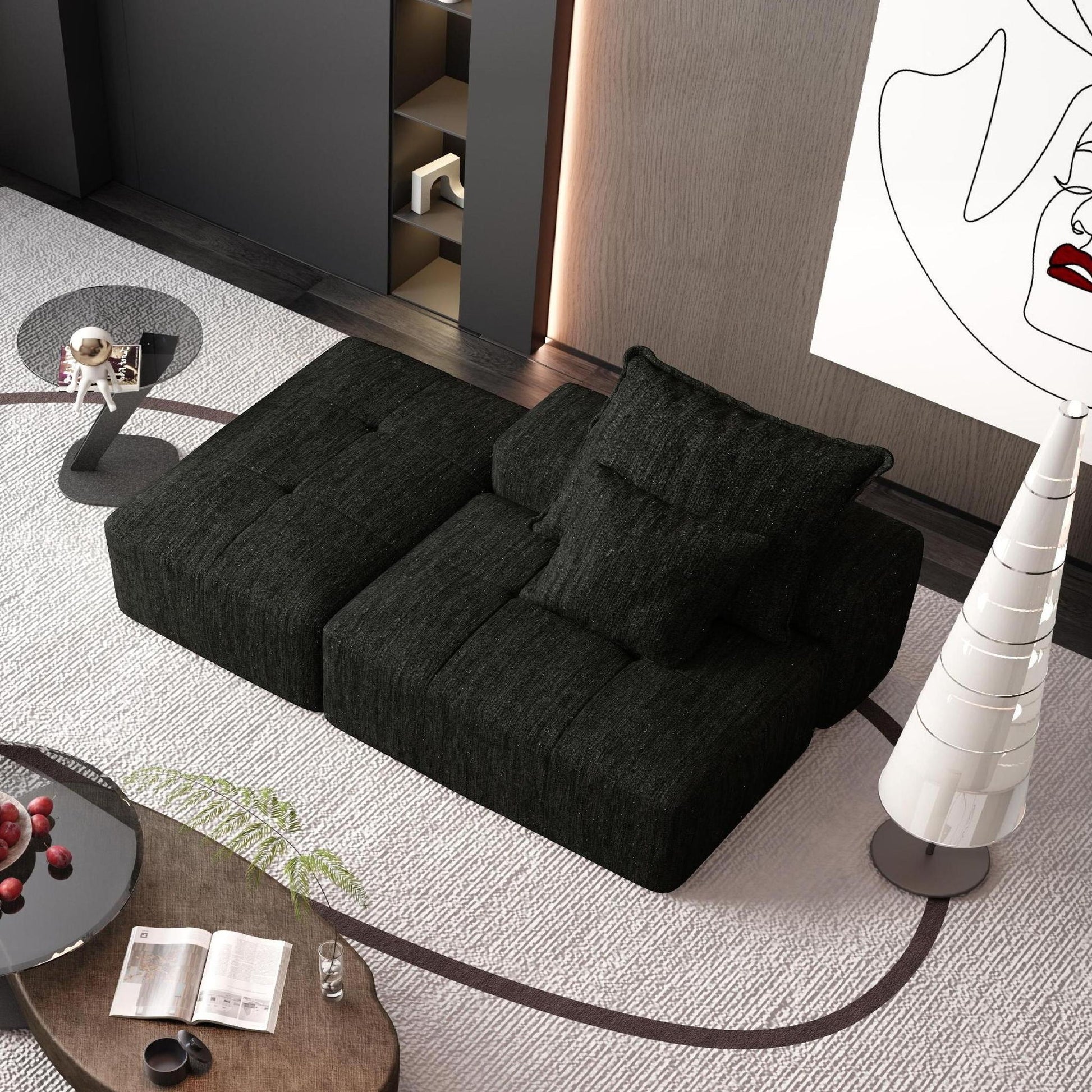 Modern Oversized Modular Sectional Sofa, Sparkling Fabric Soft Cushions With 2 Pillows Home Essentials