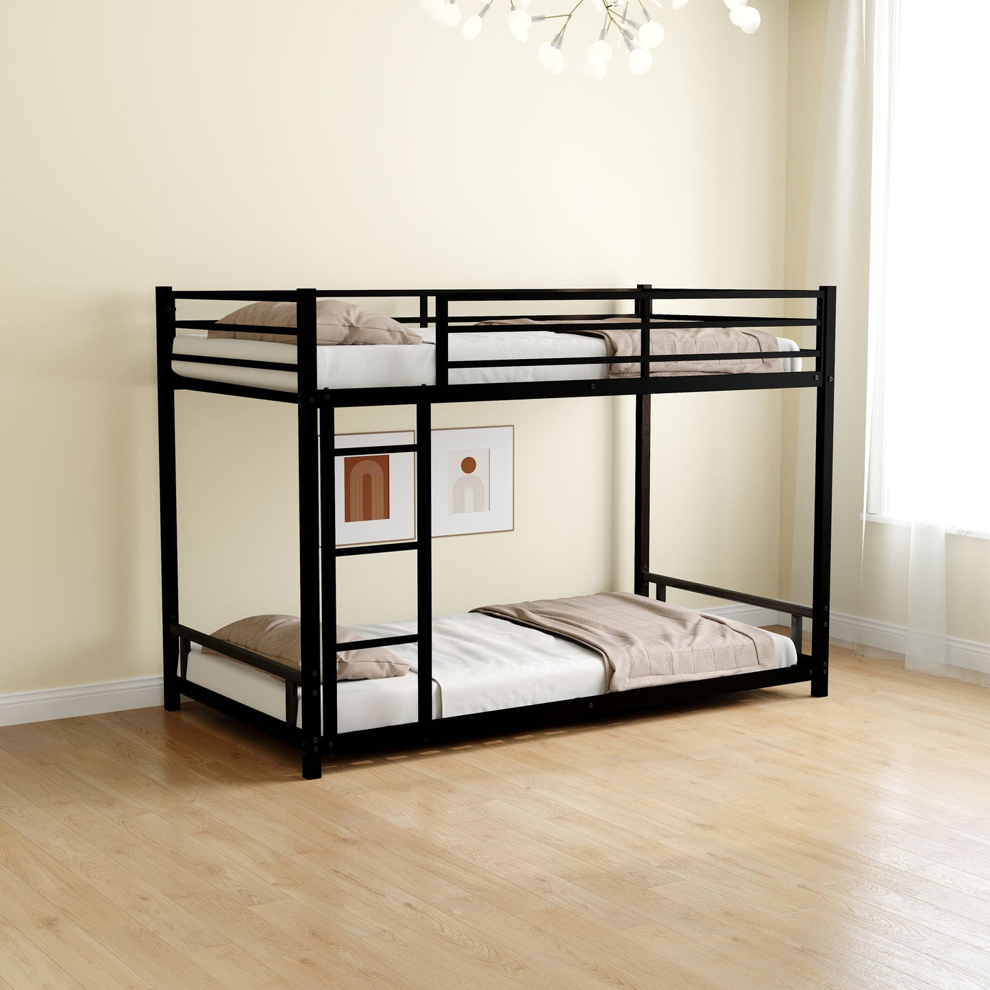 Bunk Bed With Noise Reduction And Safety Guardrail Home Essentials