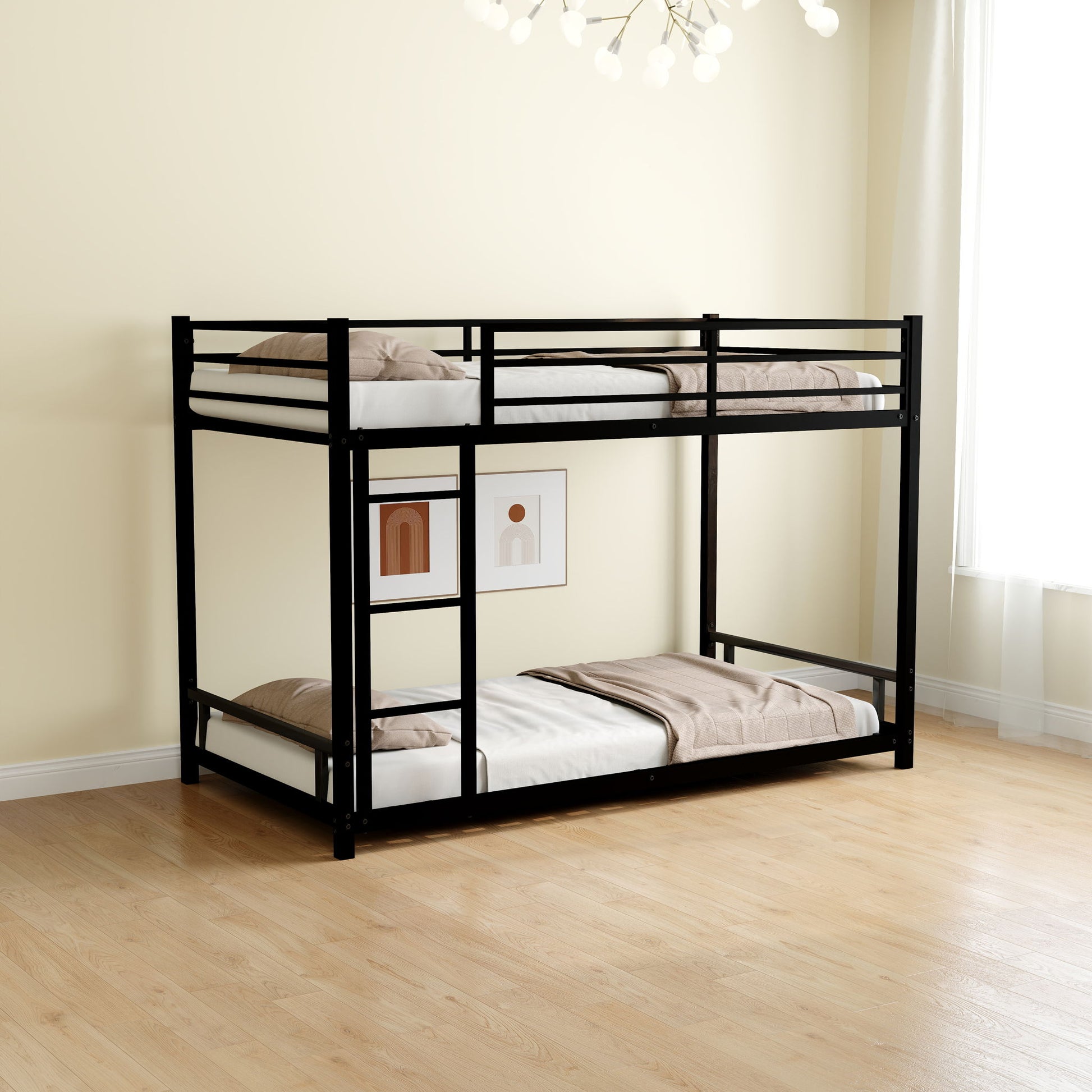 Bunk Bed With Noise Reduction And Safety Guardrail Home Essentials