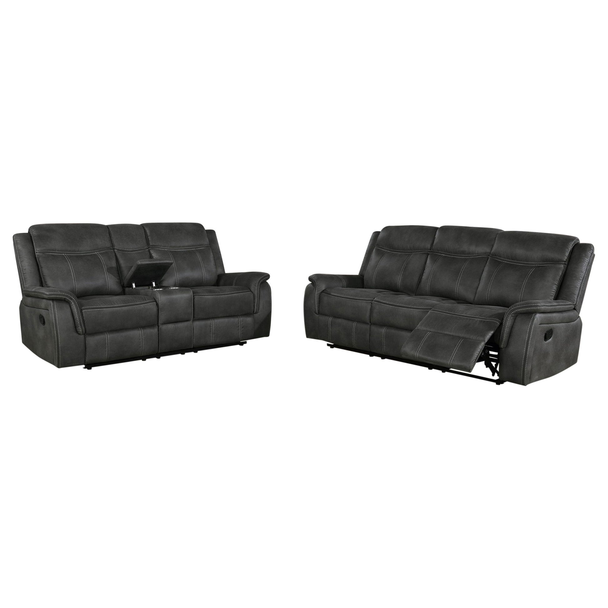 Franklin - 2 Piece Upholstered Reclining Sofa Set - Charcoal Furniture Max
