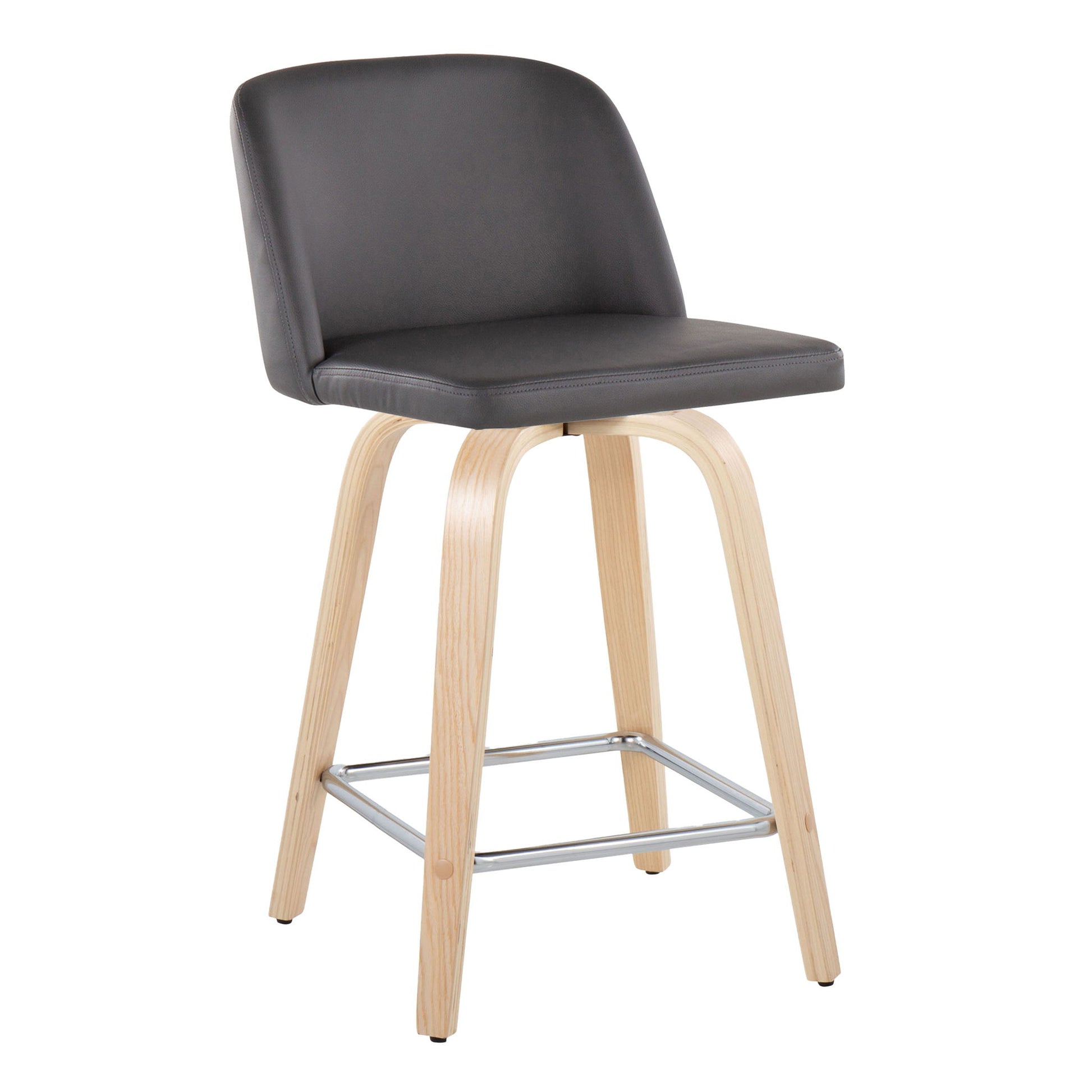 Toriano - Contemporary Fixed Height Counter Stool With Swivel With Square Footrest (Set of 2) Lumi Source