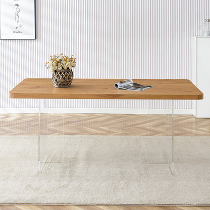 Modern Minimalist Wooden Table With Acrylic Legs Home Essentials