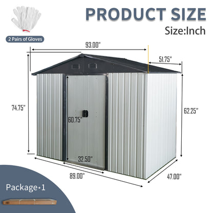 Outdoor Metal Storage Shed With Sliding Door And Foundation For Backyard, Patio, Lawn Daily Nest