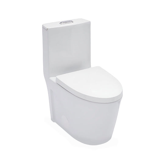 1 Piece Toilet For Bathroom, Dual Flush 1.24 / 1.6 Gpf, Soft Closing Seat - White Daily Nest