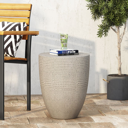 Outdoor Lightweight Concrete, Side Table - Natural Noble House