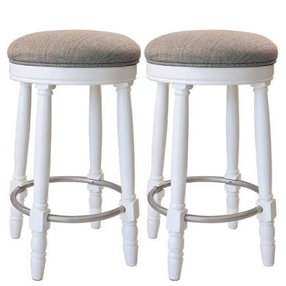 360° Swivel Wooden Barstools With Upholstered Seat, Counter Height (Set of 2) Home Essentials