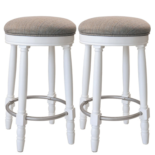 360° Swivel Wooden Barstools With Upholstered Seat, Counter Height (Set of 2) Home Essentials