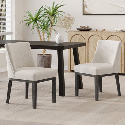 Modern Dining Chair With Durable Fabric Upholstery And Sturdy Wooden Frame (Set of 2) Noble House