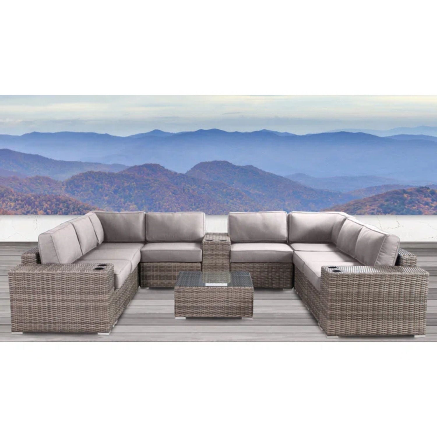Modern Patio Rattan Sectional Set With Cushions LSI Patio Furniture