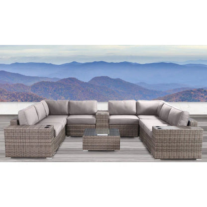 Modern Patio Rattan Sectional Set With Cushions LSI Patio Furniture