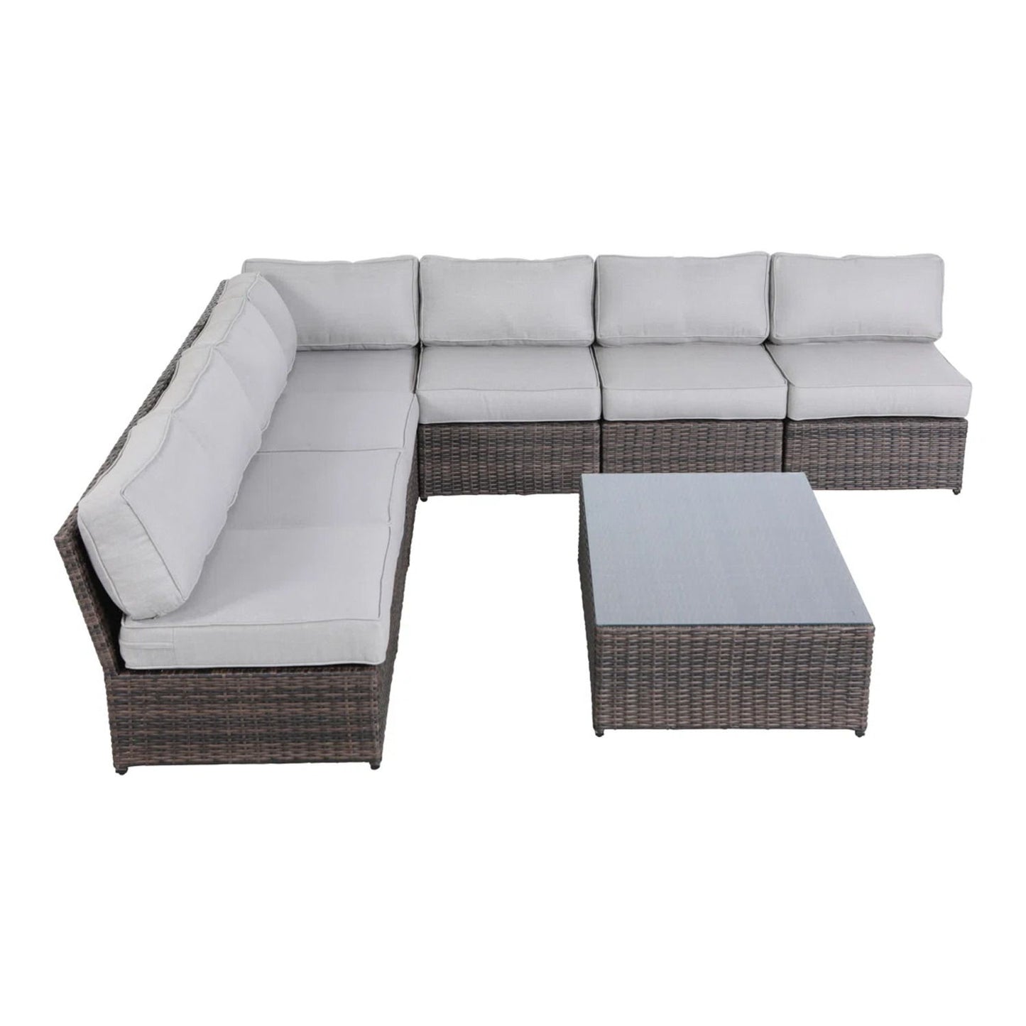 Comfortable Modern Patio Rattan Sectional Set With Cushions LSI Patio Furniture