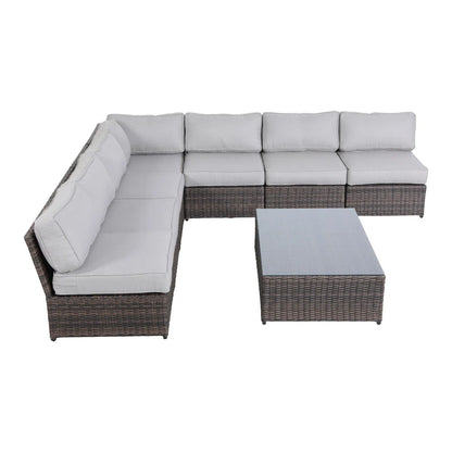 Comfortable Modern Patio Rattan Sectional Set With Cushions LSI Patio Furniture