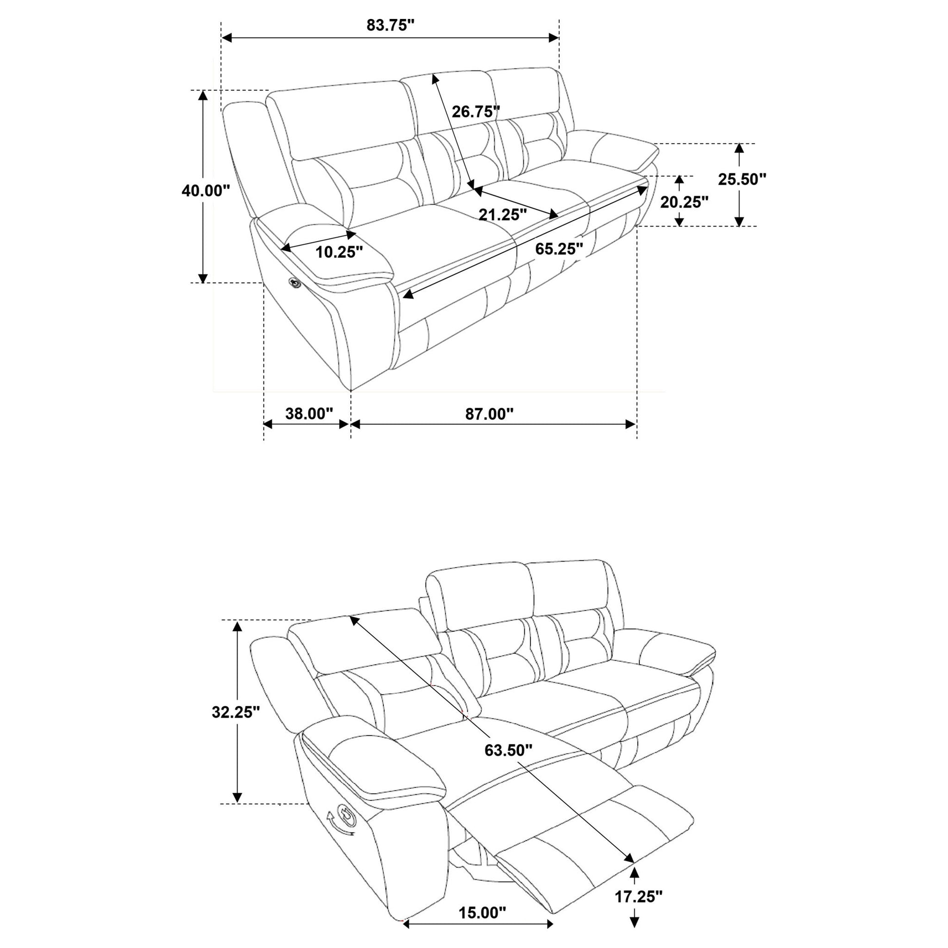 Brazelton - 3 Seater Reclining Sofa Furniture Max