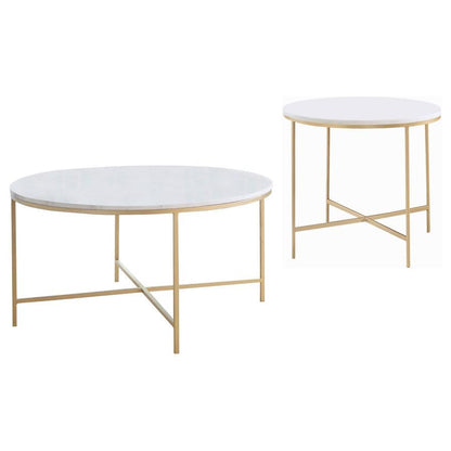 Ellison - Round Marble Coffee And End Table Set Coaster Fine Furniture