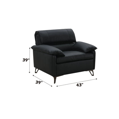 Eilene - Top Grain Leather Chair - Black Acme