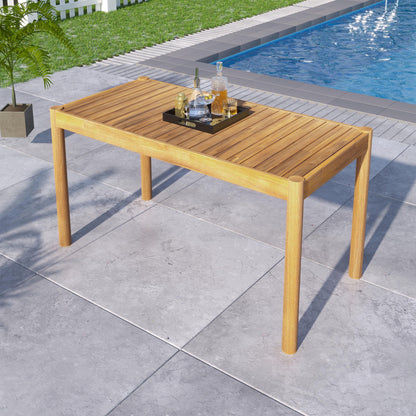 Classic Patio Dining Table, Acacia Wood - Light Teak Noble House