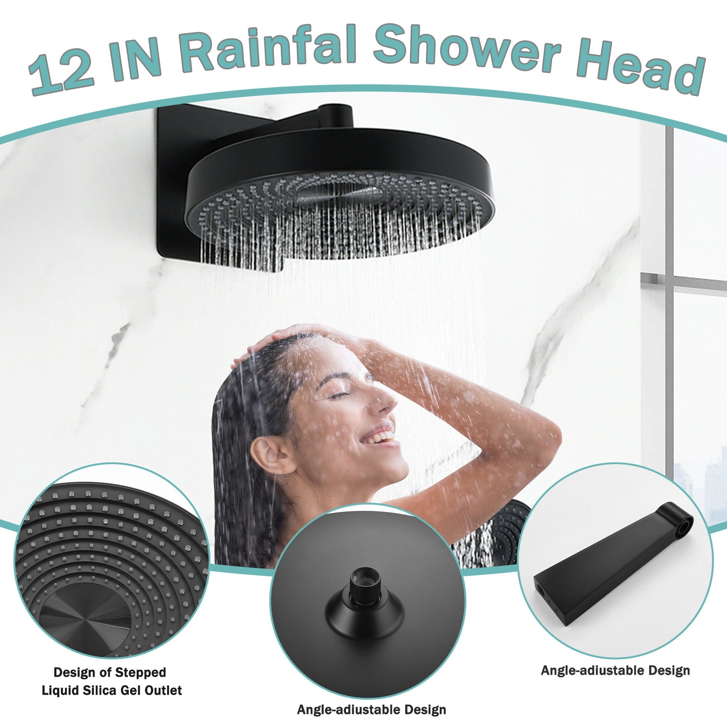 Concealed Shower System 2 Function Set With Control Valve - Matte Black Daily Nest