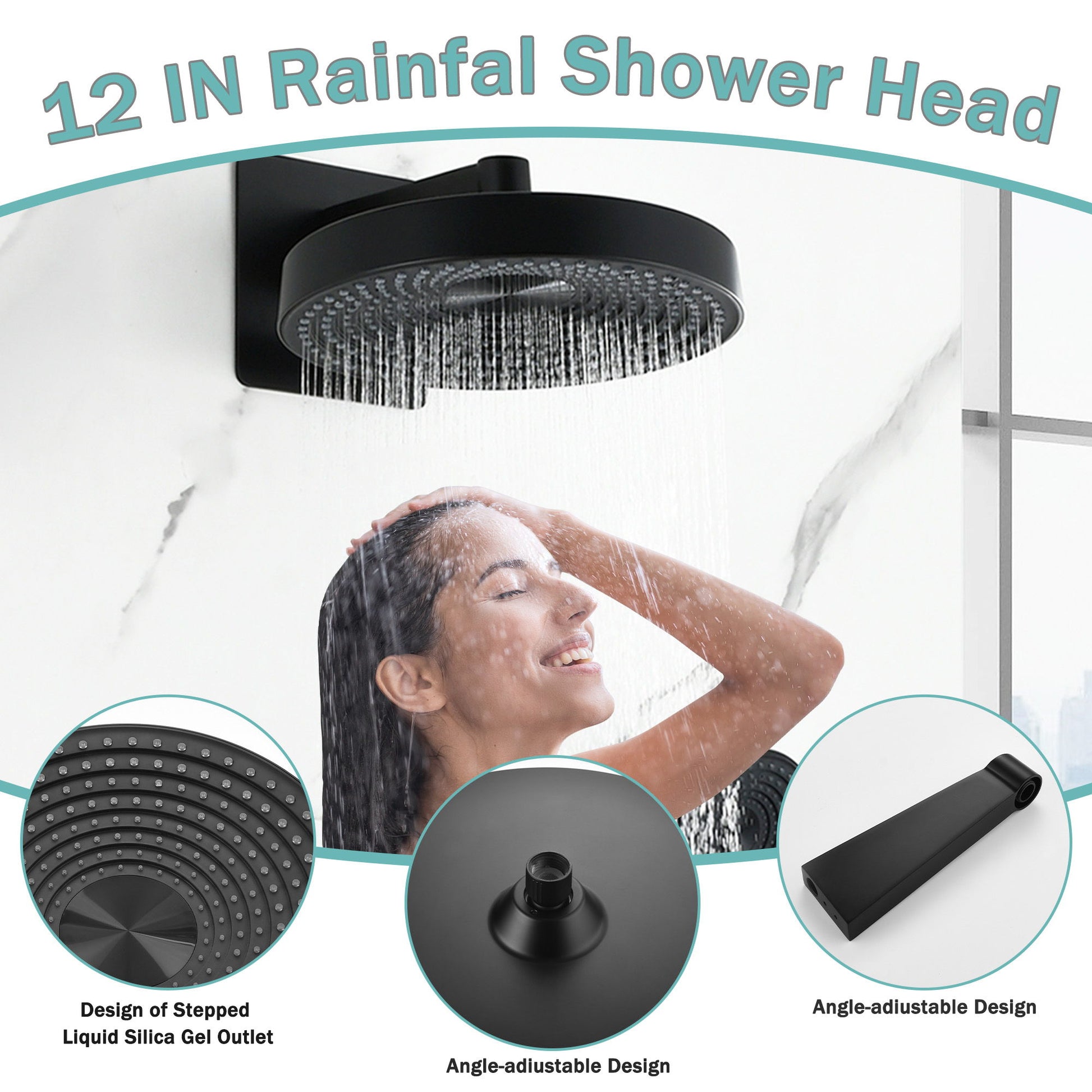 Concealed Shower System 2 Function Set With Control Valve - Matte Black Daily Nest