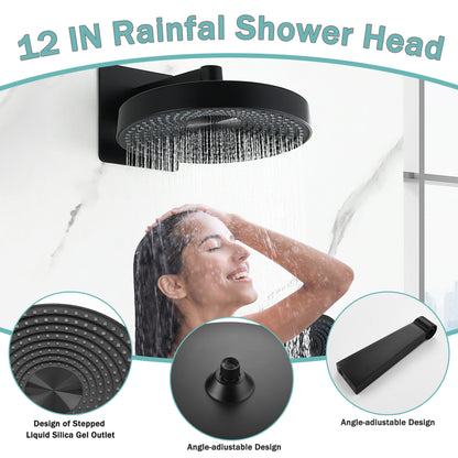 Concealed Shower System 2 Function Set With Control Valve - Matte Black Daily Nest