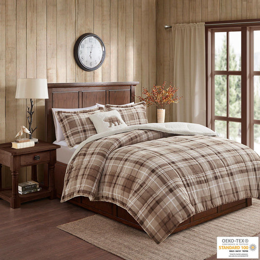 Alton - Down Alternative Comforter Set - Tan Plaid