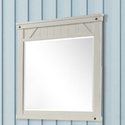 Industrial Farmhouse Mirror - White Bernards Furniture