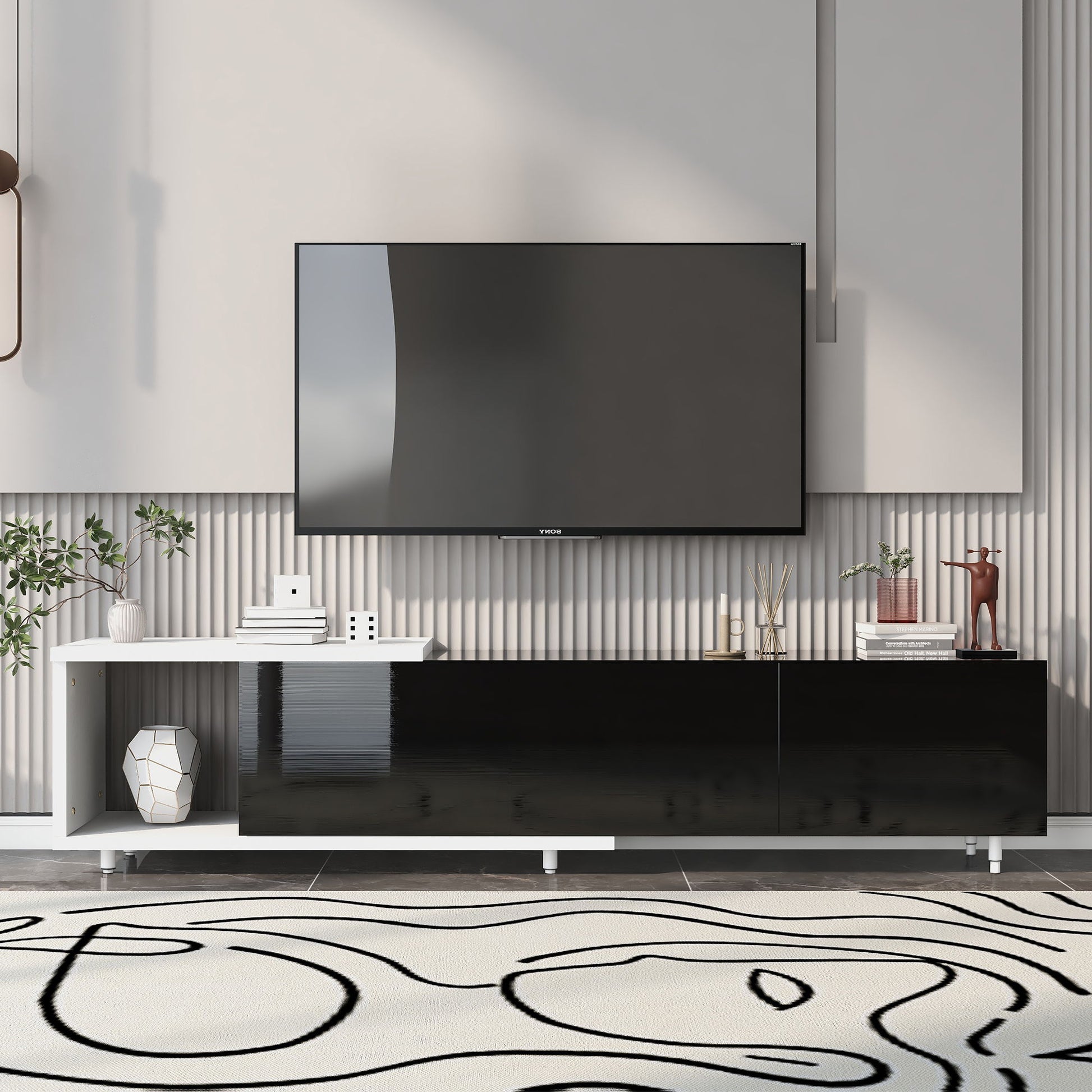 Modern Stylish Extendabletv Stand TV Cabinet For 80" TV Hearth and Haven