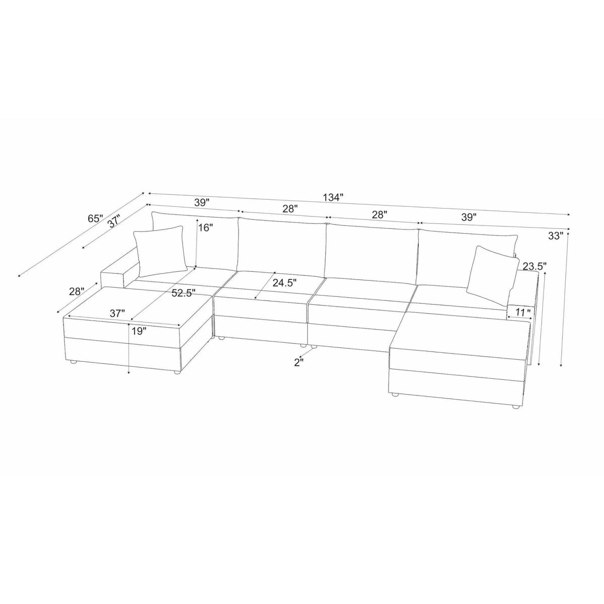 Sectional Sofa With 2 Ottomans And Toss Pillows Home Essentials