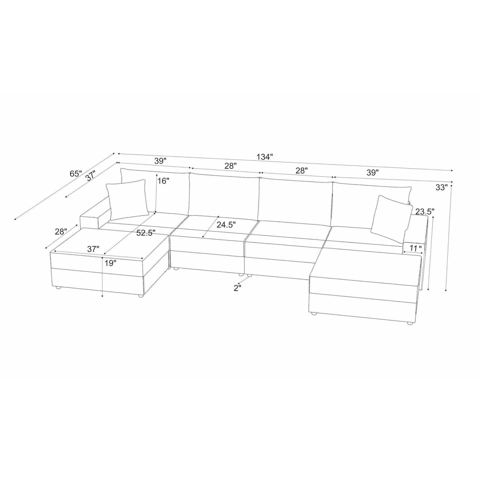 Sectional Sofa With 2 Ottomans And Toss Pillows Home Essentials