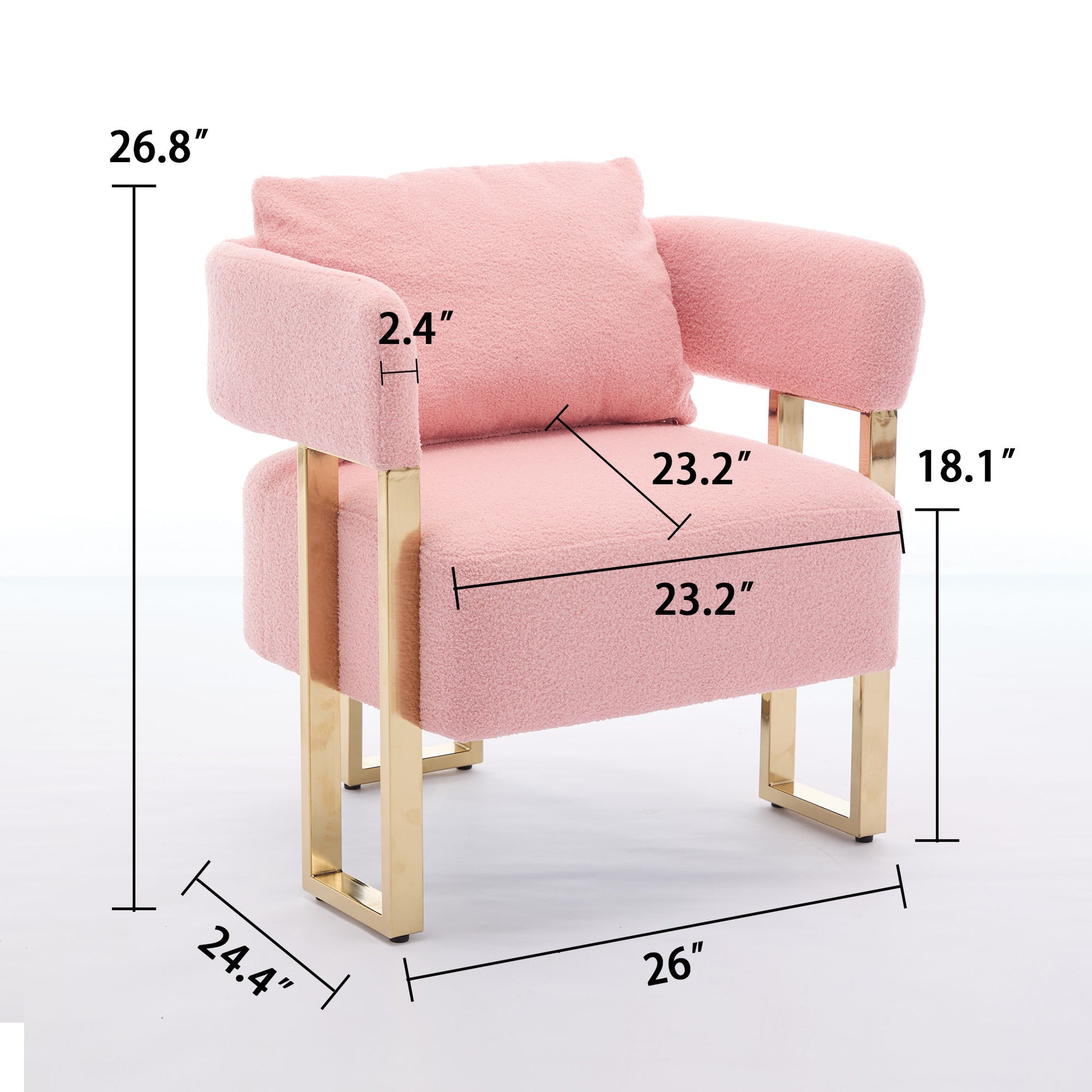 Modern Decorative Chair Teddy Fleece Upholstered And Metal Foot Home Essentials