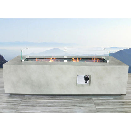 Rectangular Propane Fire Pit Table With Fiber Reinforcement And Adjustable Flame Control - Gray LSI Patio Furniture