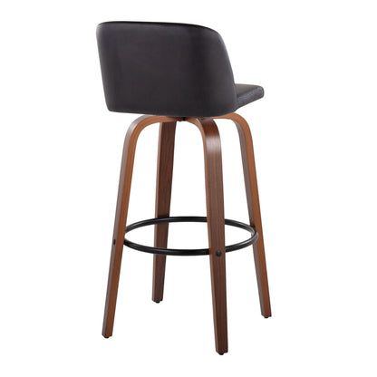 Toriano - Mid Century Modern Fixed Height Barstool Swivel And Round Footrest (Set of 2) Lumi Source