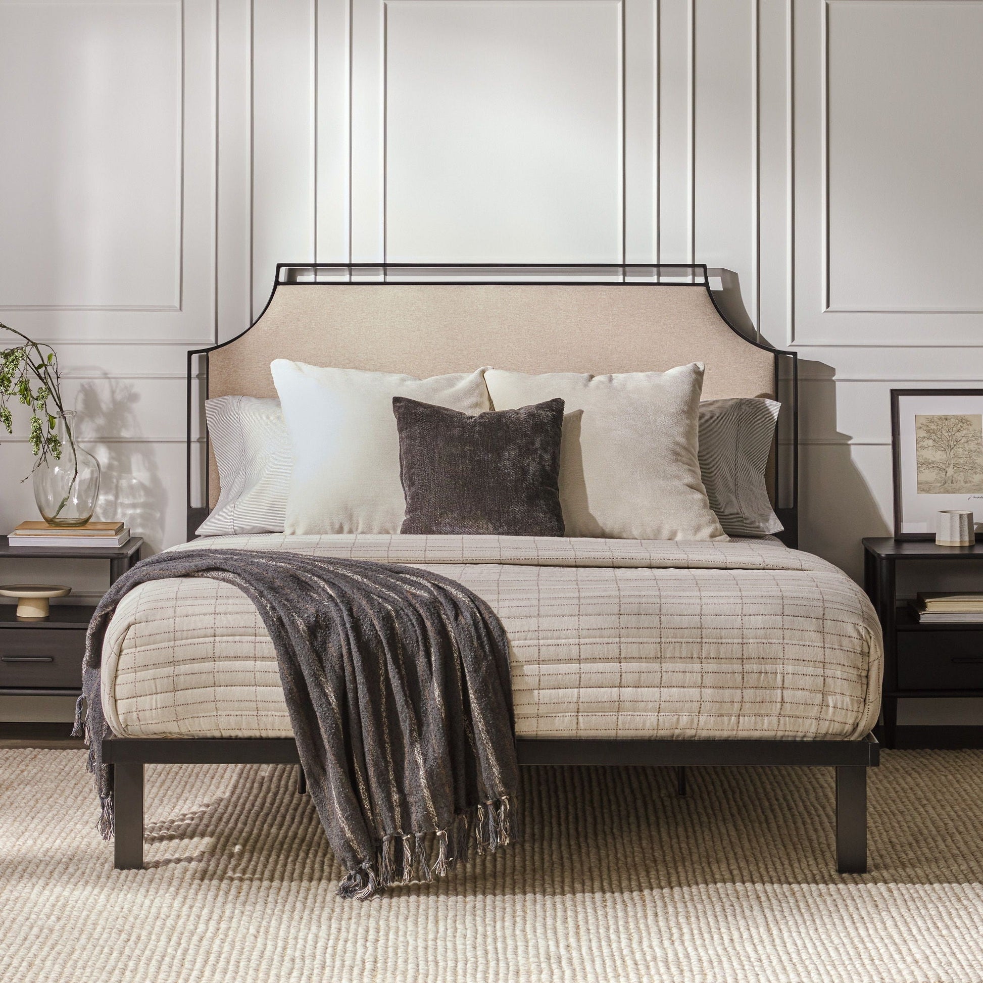 Bed Traditional Upholstered Metal Walker Edison