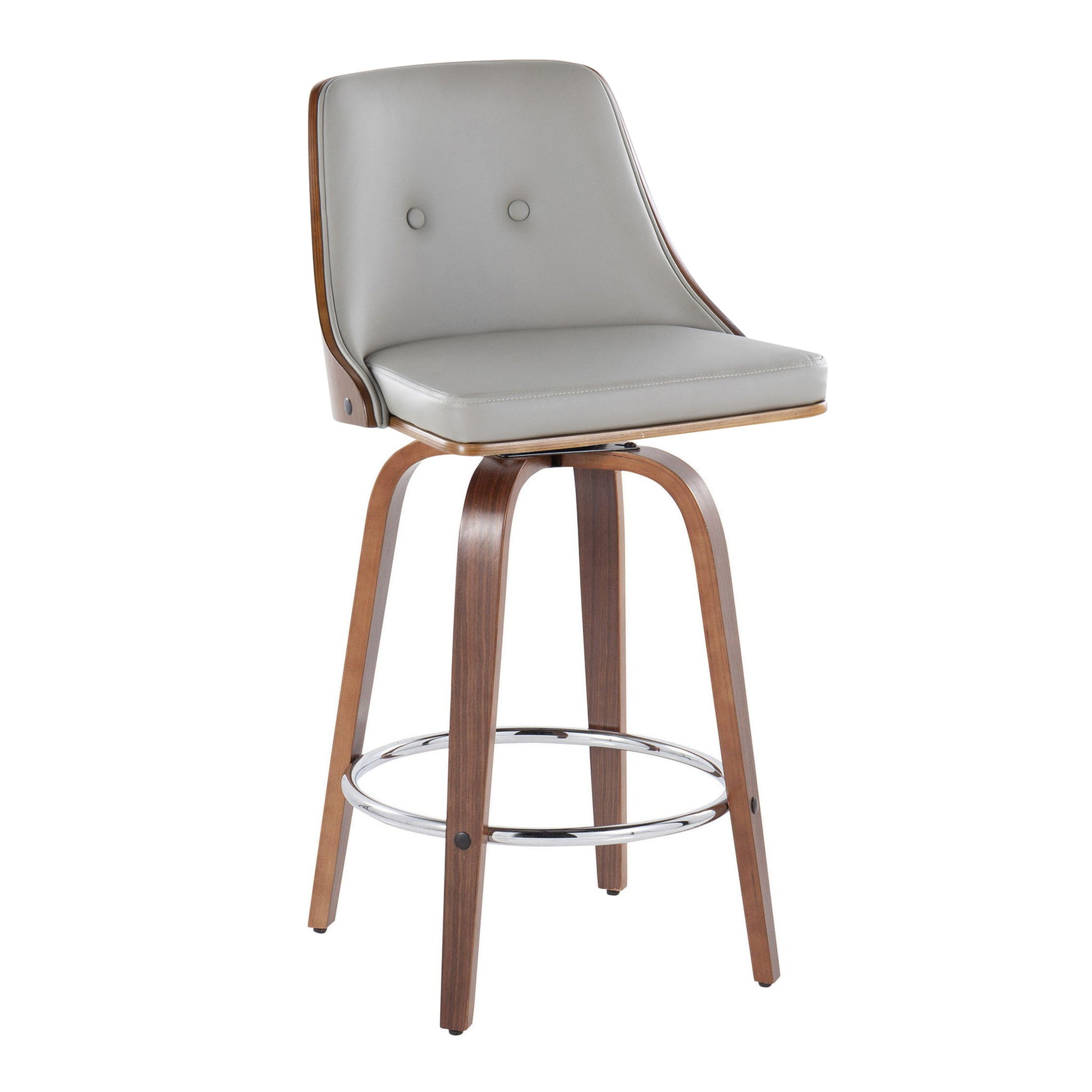 Gianna - Mid-Century Modern Fixed Height Stool With Swivel With Round Footrest (Set of 2) Lumi Source