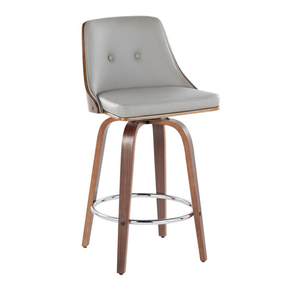 Gianna - Mid-Century Modern Fixed Height Stool With Swivel With Round Footrest (Set of 2) Lumi Source