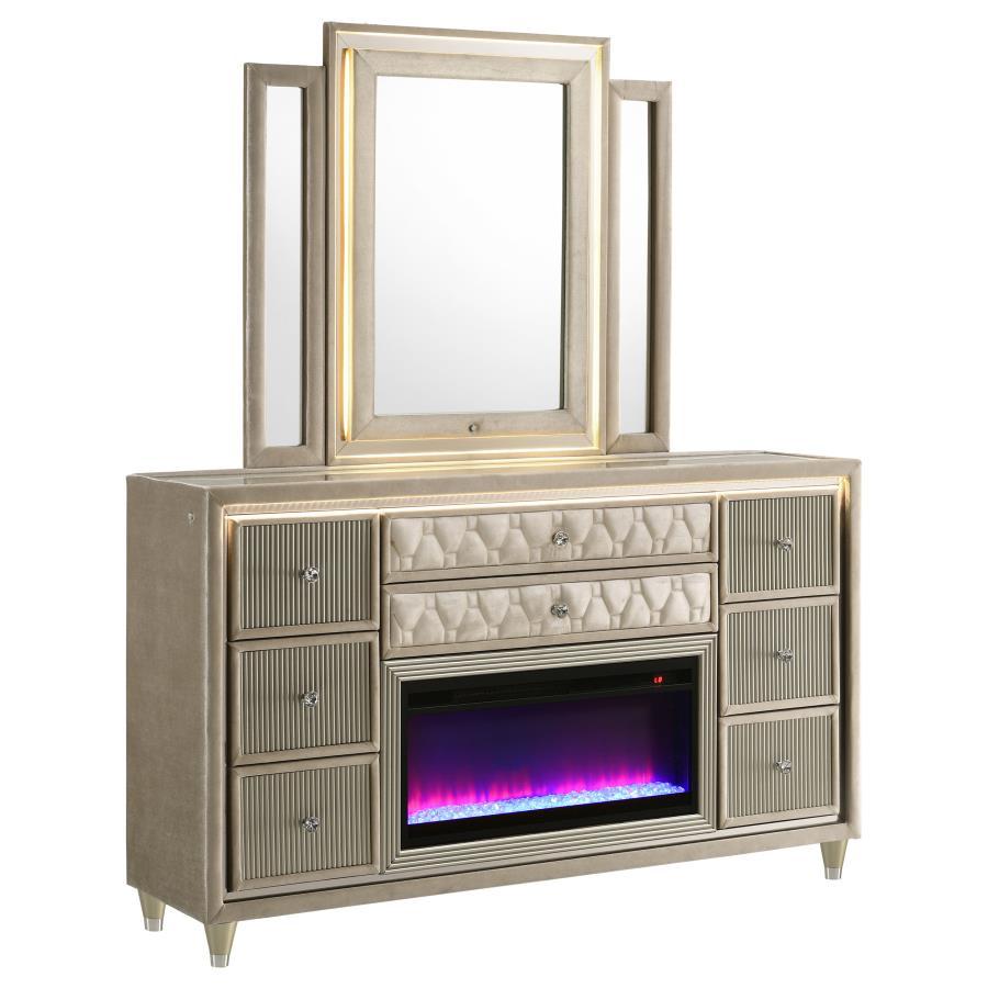 Lorient - 8-Drawer LED Bedroom Flame Box Dresser Coaster Fine Furniture