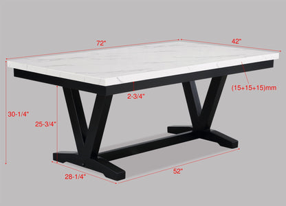 Tanner - Dining Table, Faux Carrara Marble - White / Black Crown Mark