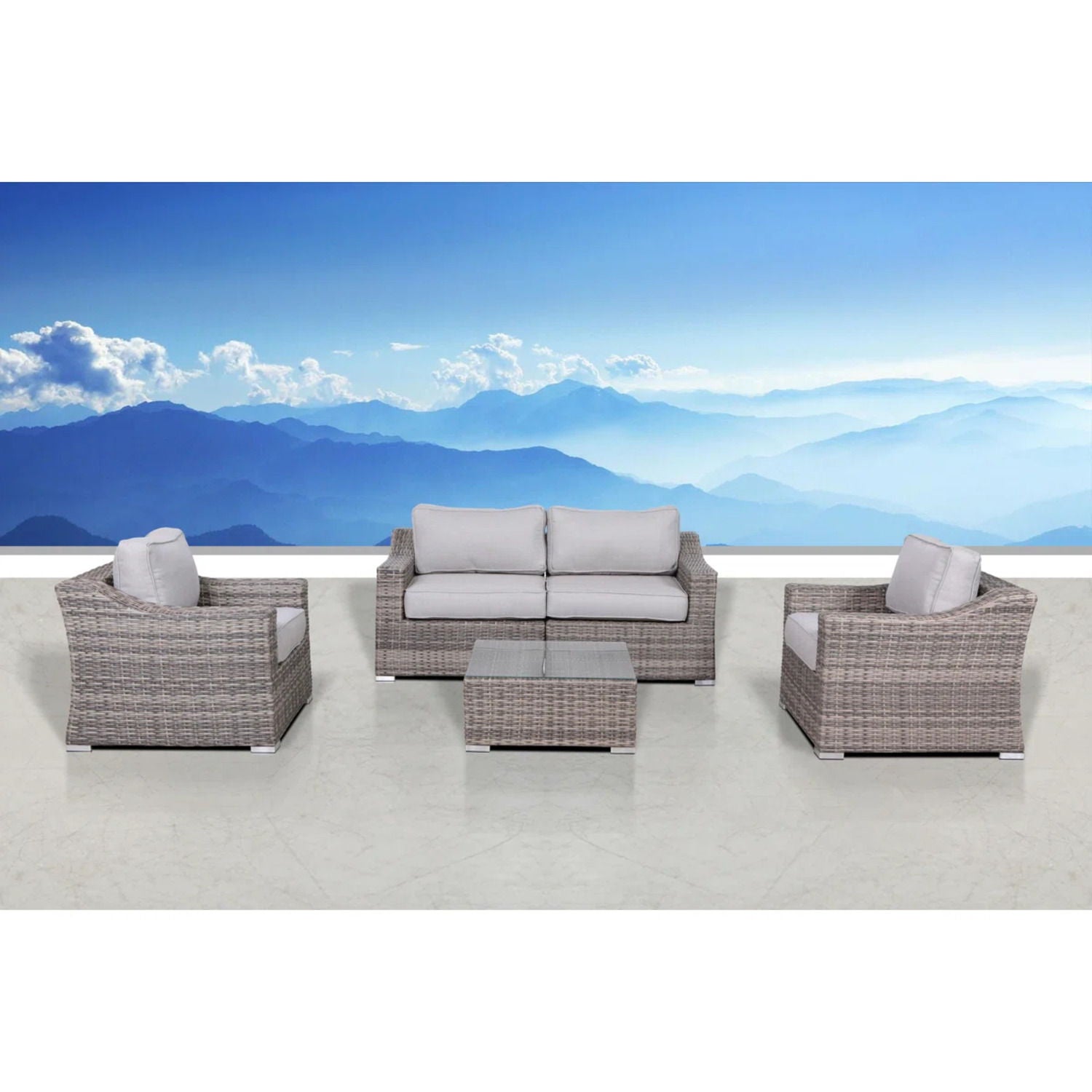 Outdoor Wicker Conversation Set With Cushions, All Weather LSI Patio Furniture