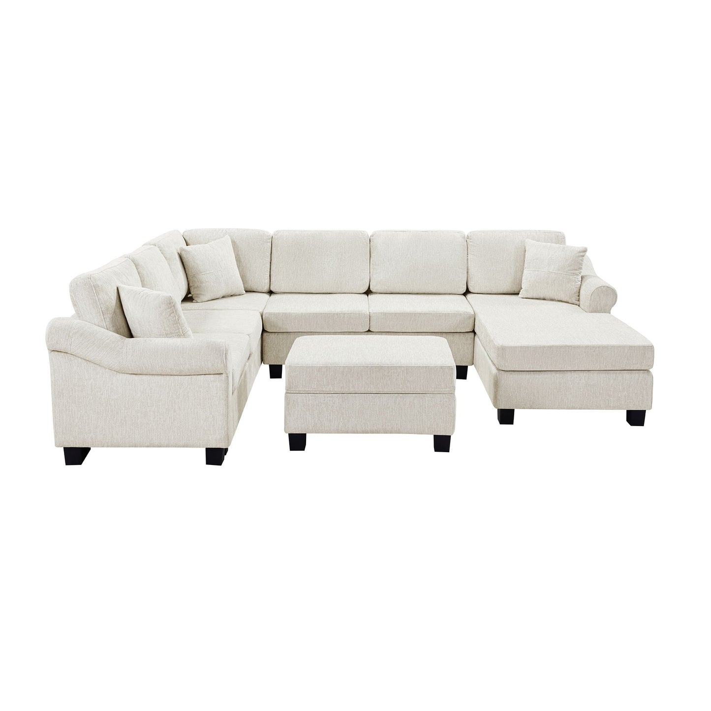 Contemporary U - Shaped Sectional Sofa With Movable Storage Ottoman Hearth and Haven