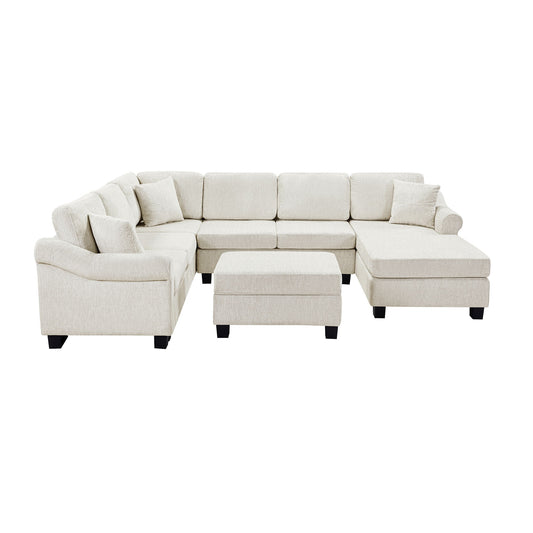 Contemporary U - Shaped Sectional Sofa With Movable Storage Ottoman - Snoozhouse