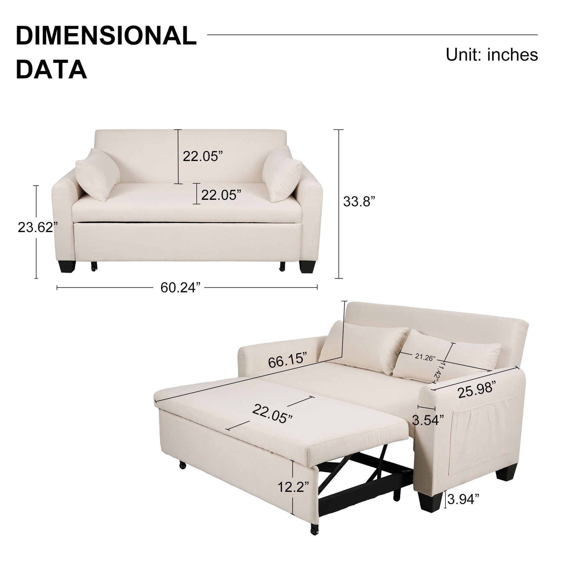 Balus - 2 In 1 Sofa Bed With Storage Bag Home Essentials